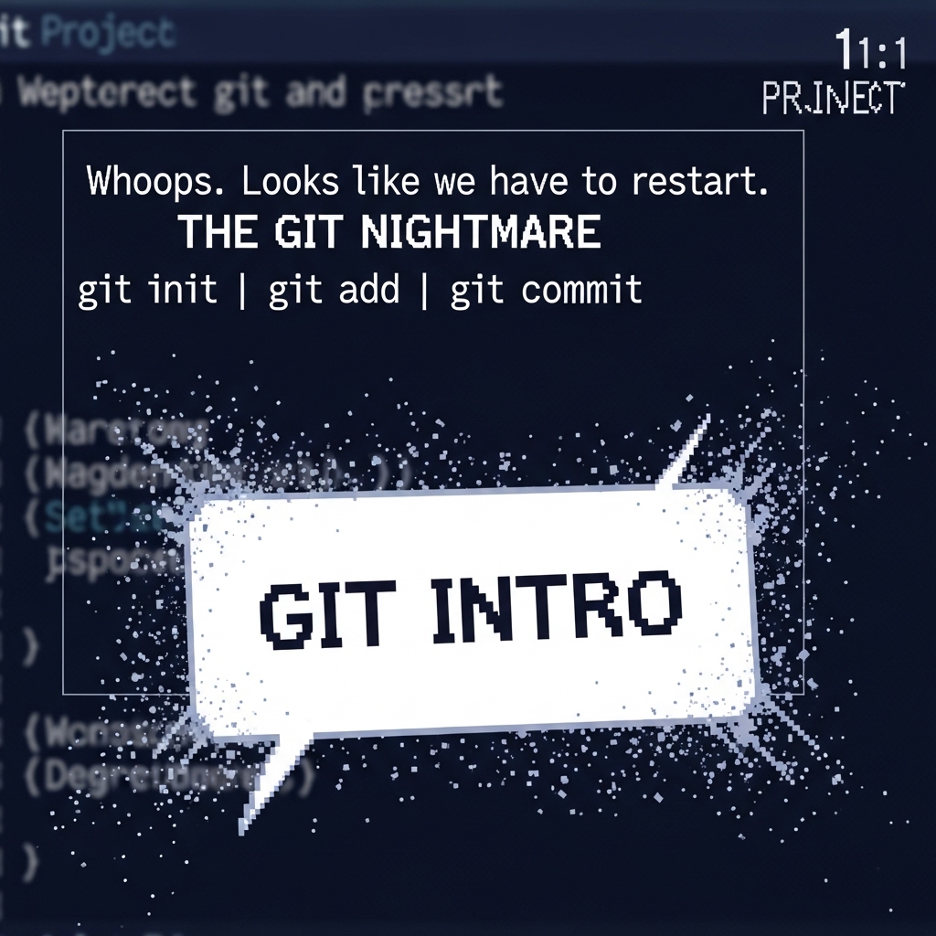 A textbox reads'Git Exercise'and shows a few displays with git commands like 'git init', 'git add' and 'git commit'